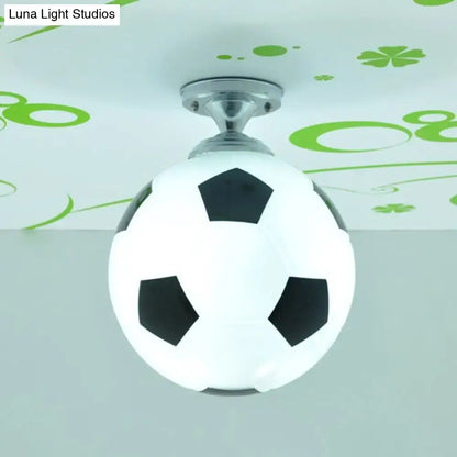 Black White Football Light soccer-ball ceiling fixture white globe black pentagons Decorbites on Tampa Home & Garden Store
