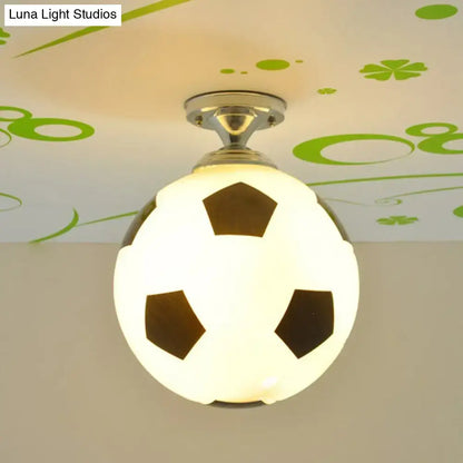 Black White Football Light ceiling fixture with soccer-ball glass globe by Decorbites on Tampa Home & Garden Store