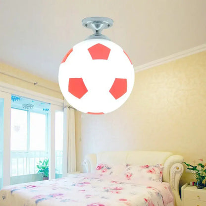 Black White Football Light pendant with soccer-ball design and red panels Decorbites on Tampa Home & Garden Store