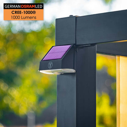 Lampe solaire d'extérieur avec détecteur de mouvement Cree-1000® | Osram Allemagne | Du crépuscule à l'aube | Lot de 2 