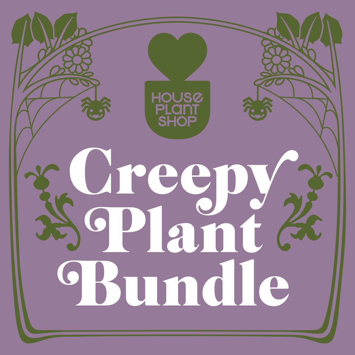 Creepy Plant Bundle 2x 4-inch plants from House Plant Shop with vine silhouette on purple field on Tampa Home & Garden Store