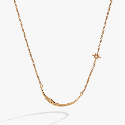 Crescent Moon Necklace and Star Crystal Pendant