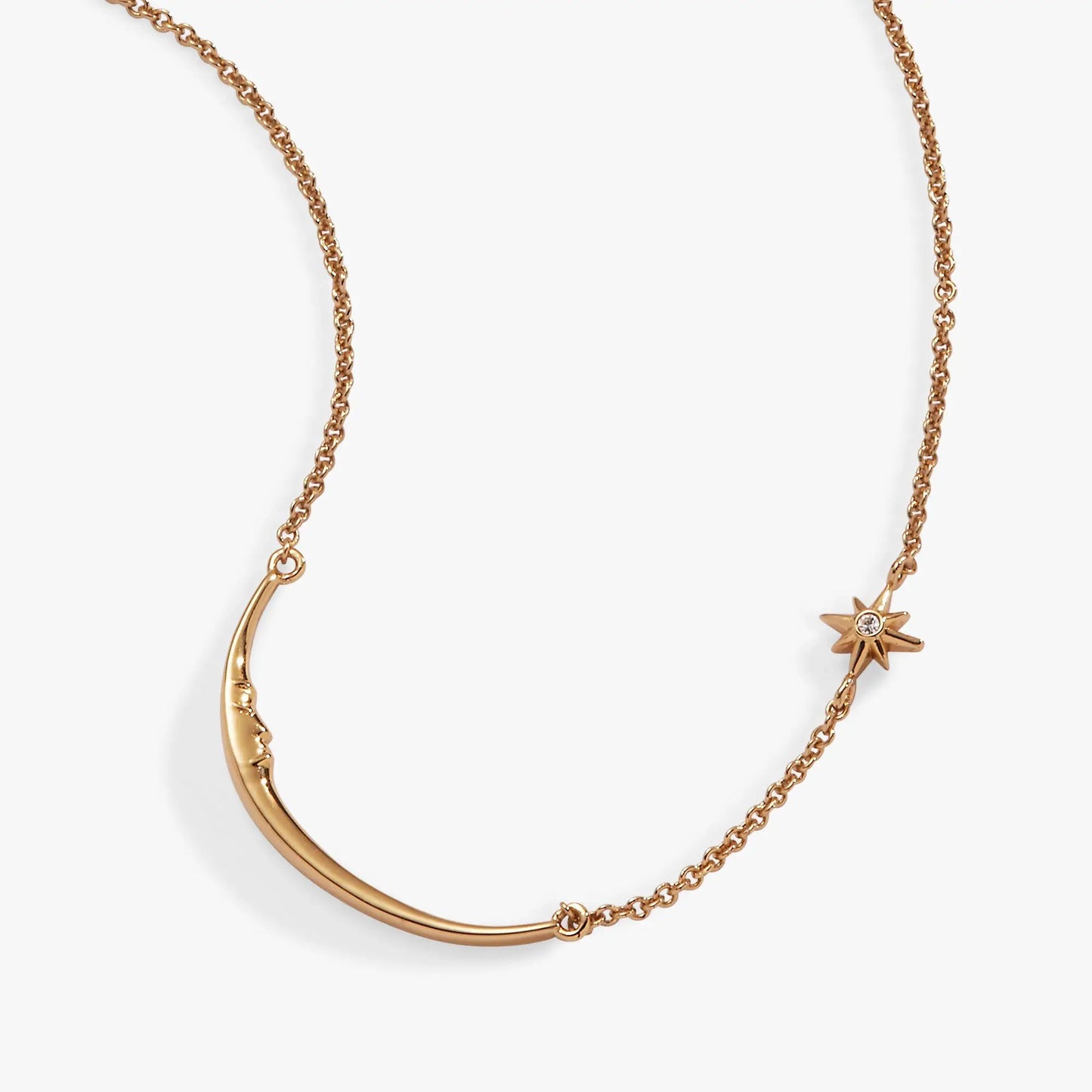 Crescent Moon Necklace and Star Crystal Pendant