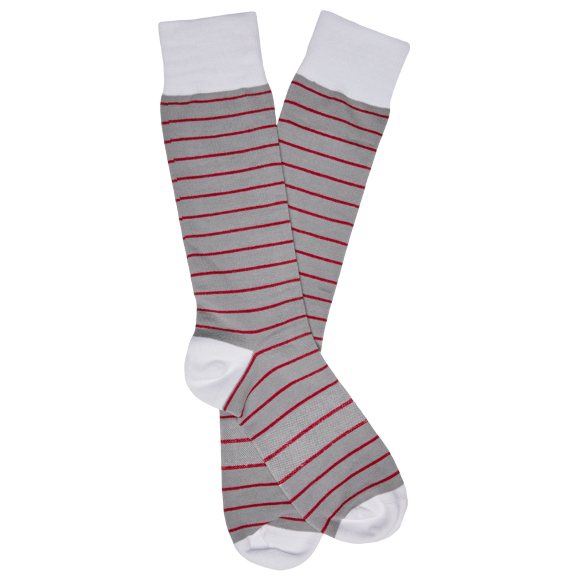 Crimson four-pack DeadSoxy socks with grey body red stripes and white toe on Tampa Home & Garden Store