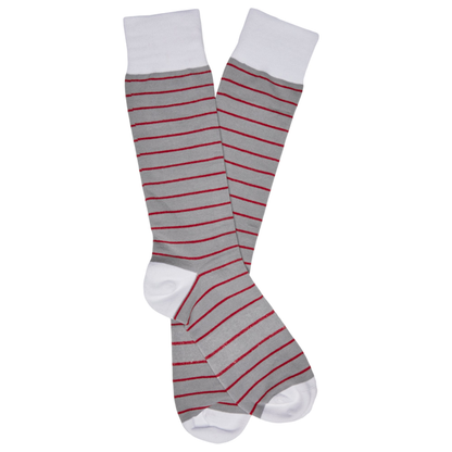 Crimson four-pack DeadSoxy socks with grey body red stripes and white toe on Tampa Home & Garden Store