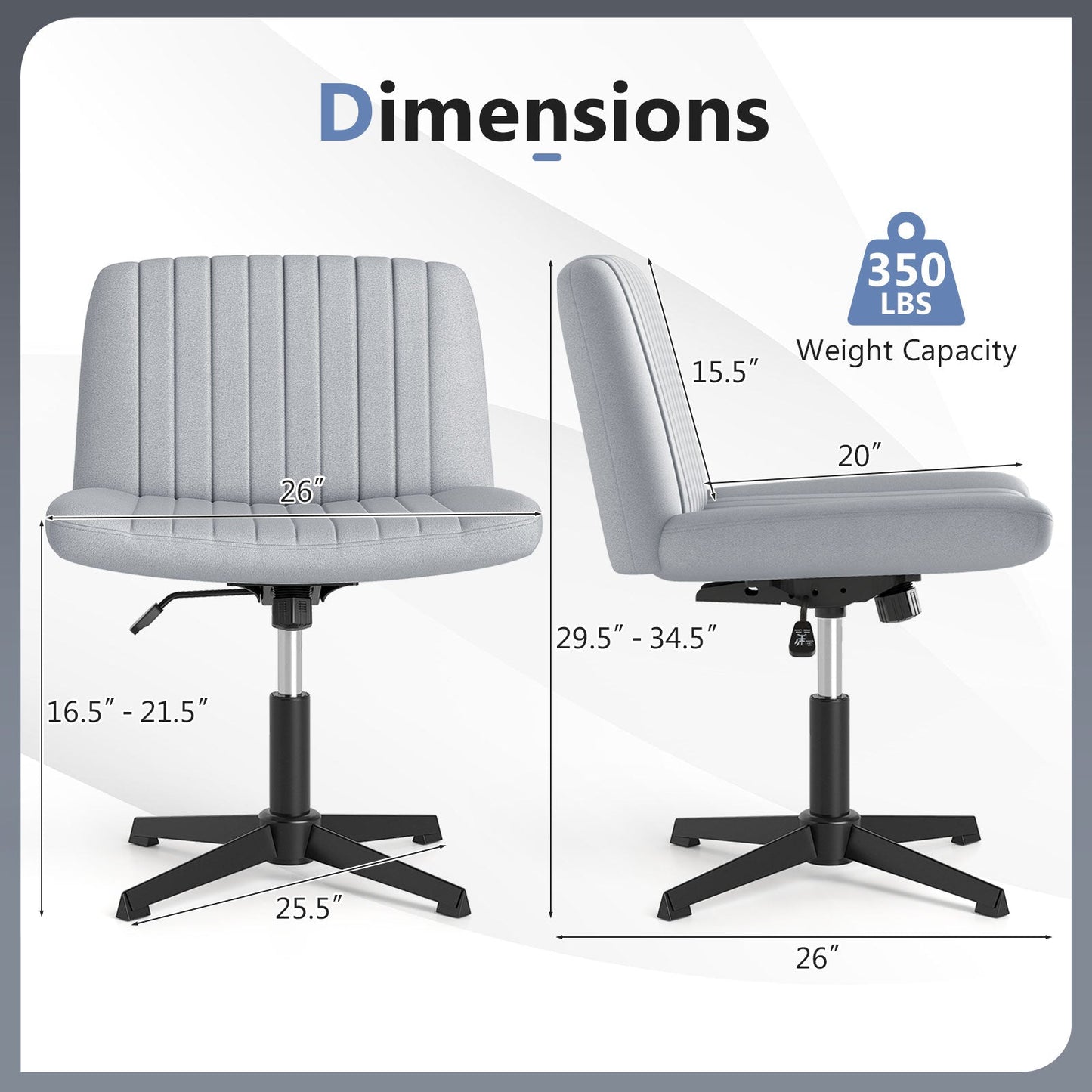 Criss Cross-Legged Swivel Desk Chair No Wheels