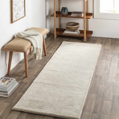 Caramoran Premium Rug - Clearance beige textured rug by Boutique Rugs in a cozy hallway on Tampa Home & Garden Store