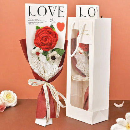 Shaketea crochet rose bouquet, red rose gift, artificial flowering plant for Mothers Day on Tampa Home & Garden Store