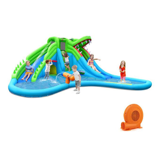 Inflatable Crocodile Style Water Slide Upgraded Kids Bounce Castle with 680W Blower - Tampa Home & Garden Store