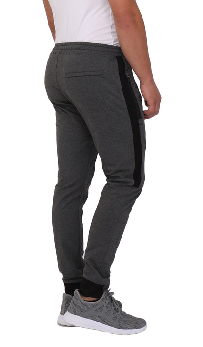 SCR Sportswear Infinite Flex Jogger Tall Fit, men's gray joggers with black side stripe on Tampa Home & Garden Store