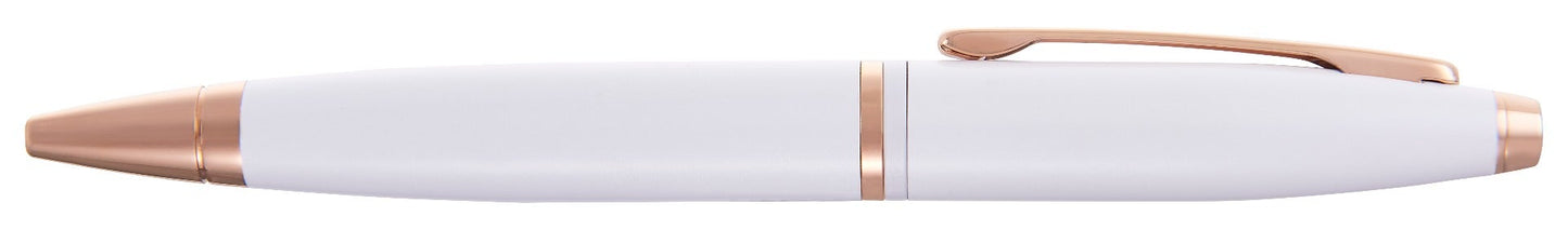 Calais pearlescent white lacquer ballpoint pen by A.T. Cross with rose-gold trim on Tampa Home & Garden Store
