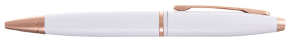 Calais pearlescent white lacquer ballpoint pen by A.T. Cross with rose-gold trim on Tampa Home & Garden Store