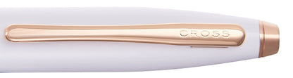 Cross Calais pearlescent white lacquer ballpoint pen with rose-gold clip on Tampa Home & Garden Store