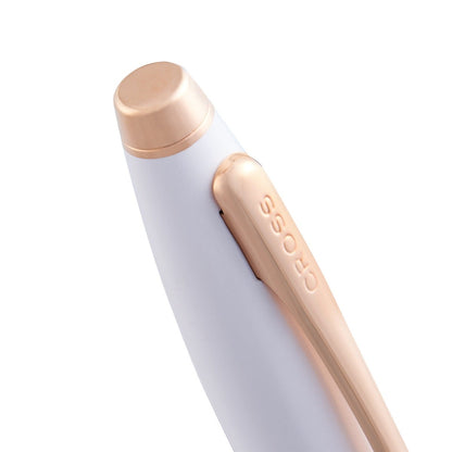 Calais pearlescent white lacquer ballpoint pen by A.T. Cross with rose-gold cap on Tampa Home & Garden Store
