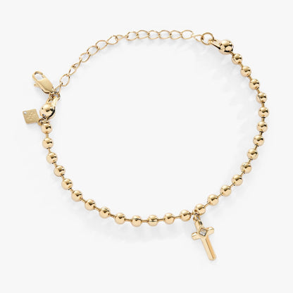 Cross Ball Chain Bracelet gold-tone with bead-link chain and cross charm by ALEX AND ANI on Tampa Home & Garden Store