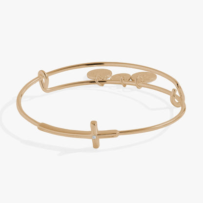 Cross Inline Bangle With Crystal Accent Sparkle
