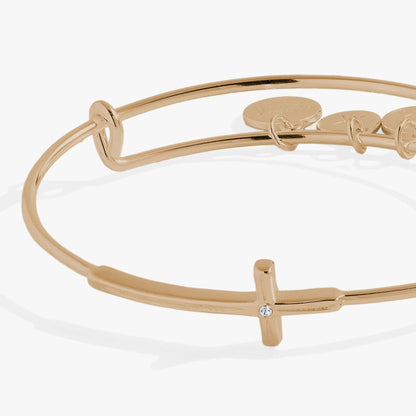 Cross Inline Bangle With Crystal Accent Sparkle