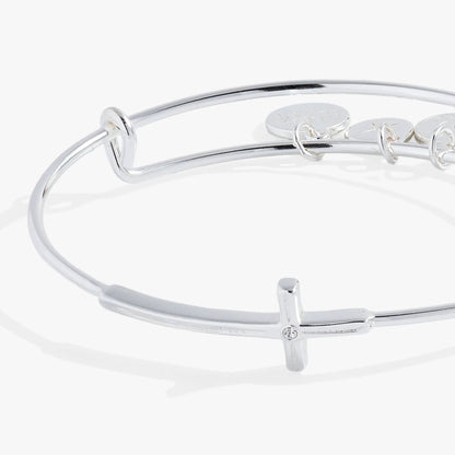 Cross Inline Bangle With Crystal Accent Sparkle
