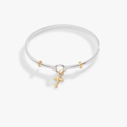 Cross Clip Bangle With Two-Tone Cross Charm