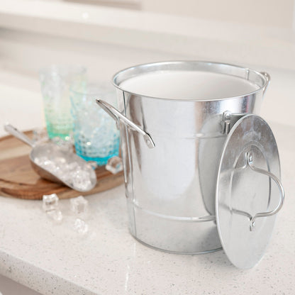 Classic Galvanized Ice Bucket With Lid and Scoop