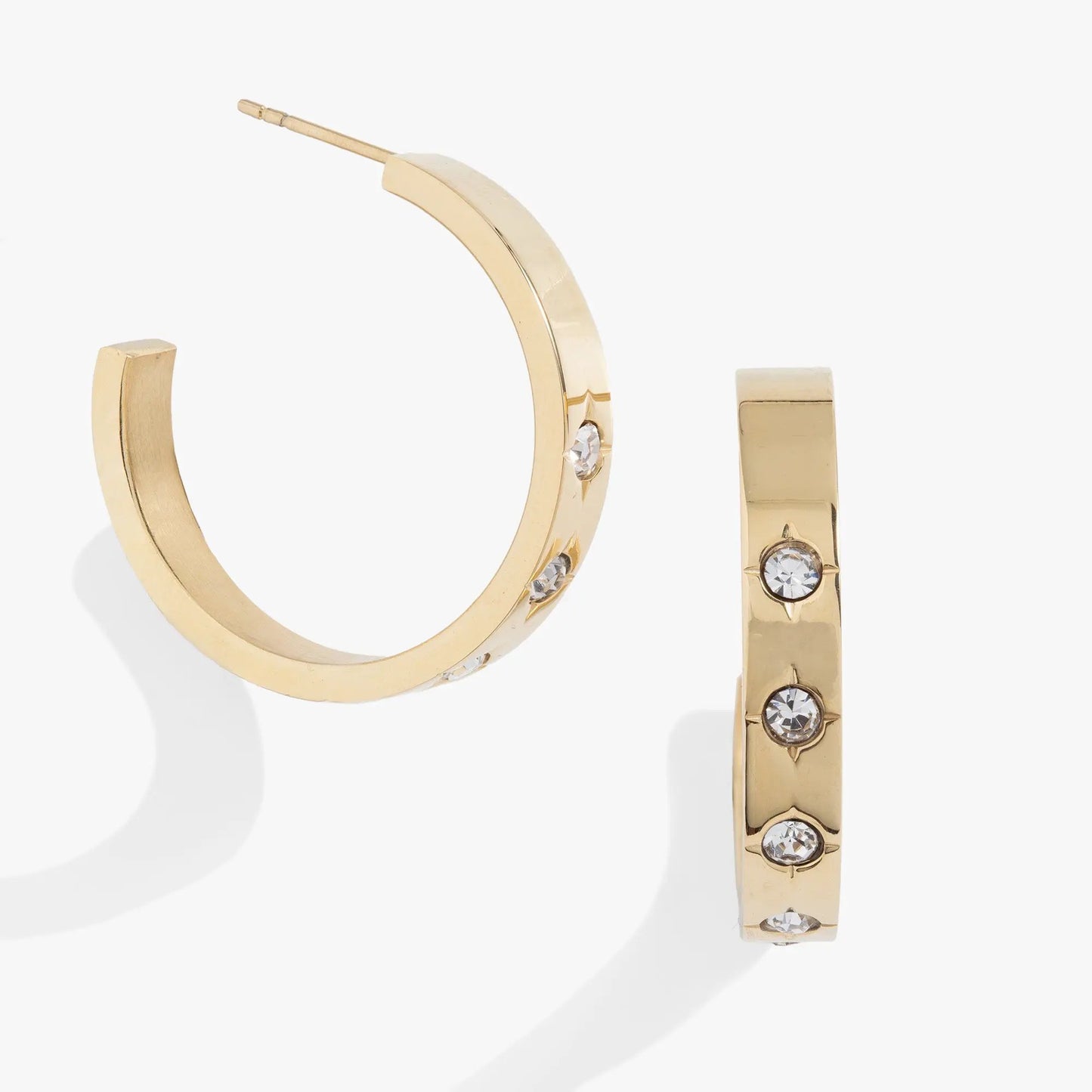 Crystal Accent Hoop Earrings with Crystal Stars