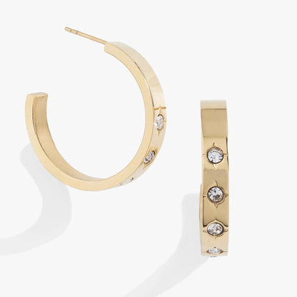 Crystal Accent Hoop Earrings with Crystal Stars