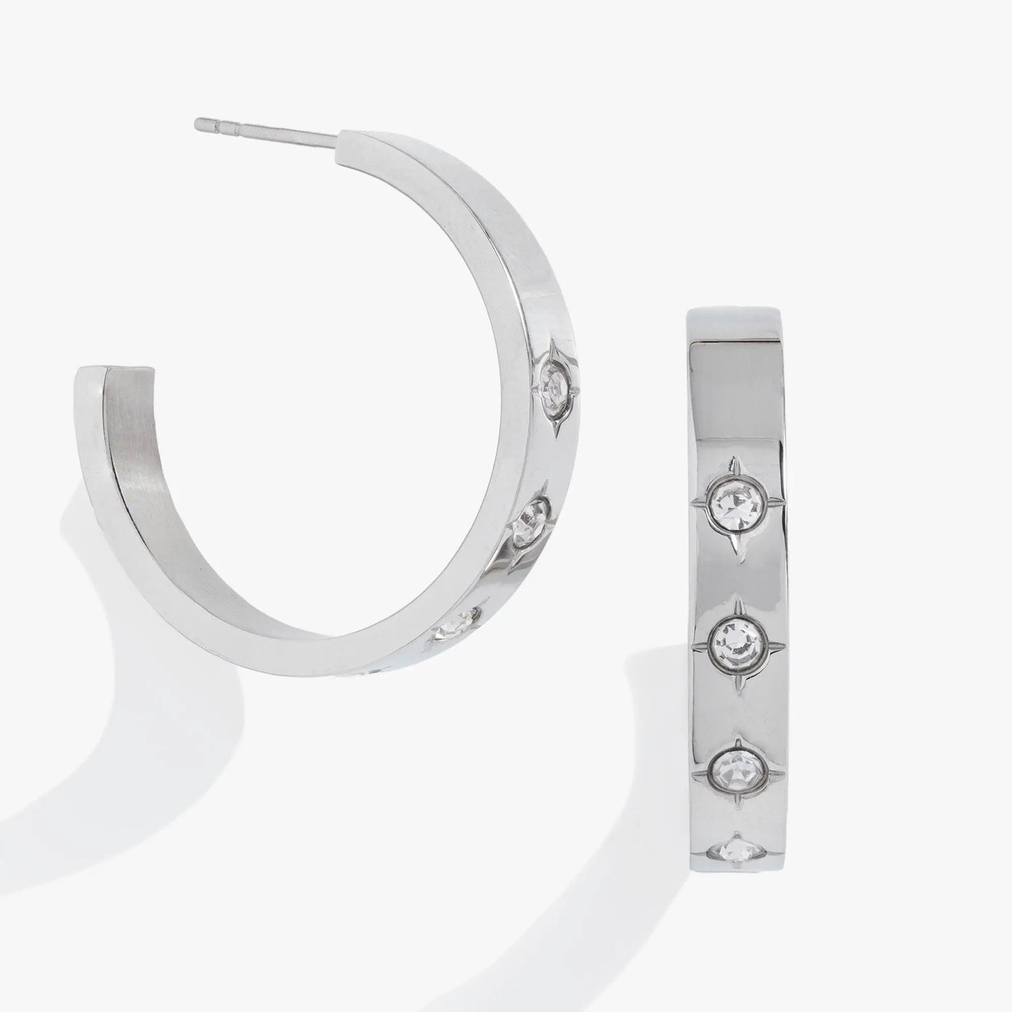 Crystal Accent Hoop Earrings with Crystal Stars