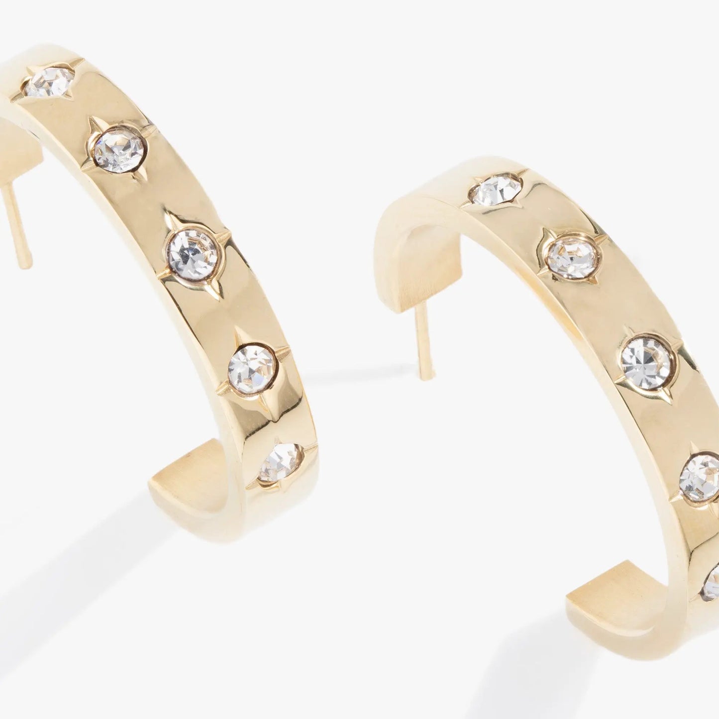 Crystal Accent Hoop Earrings with Crystal Stars