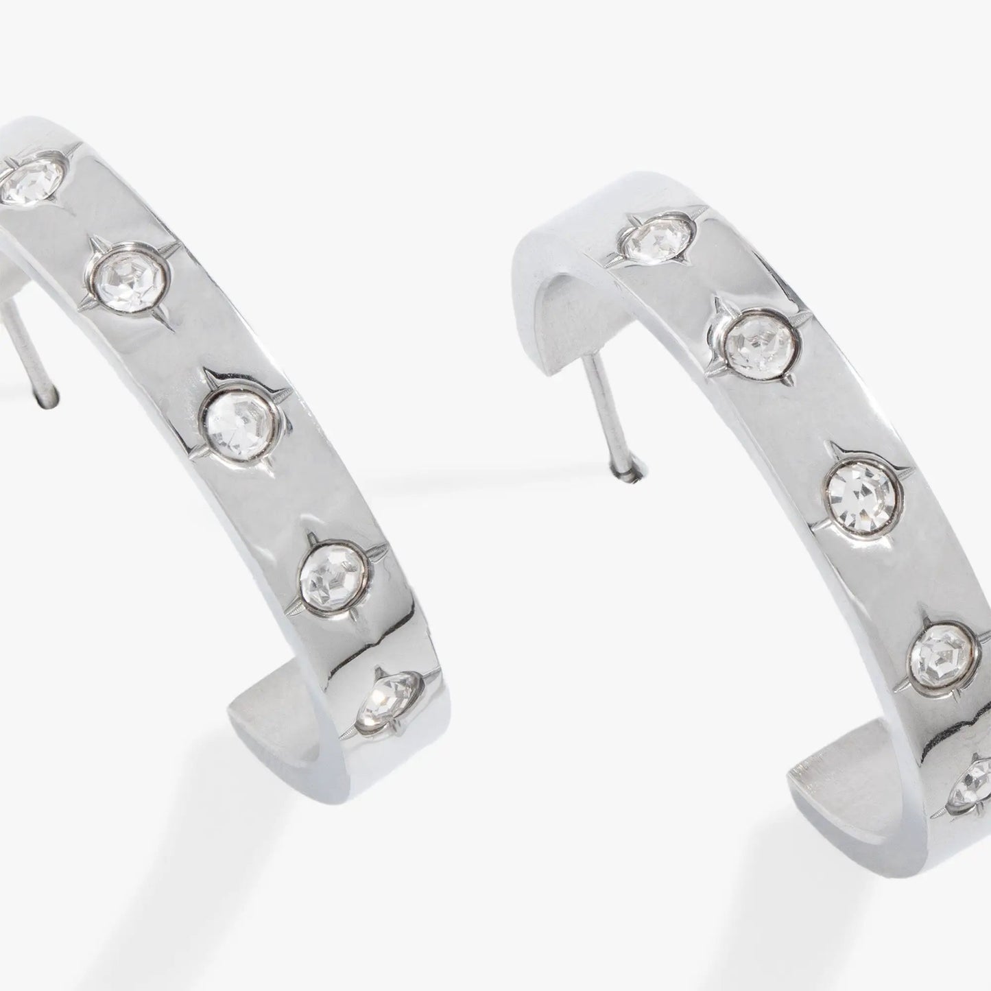 Crystal Accent Hoop Earrings with Crystal Stars