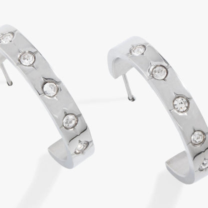 Crystal Accent Hoop Earrings with Crystal Stars