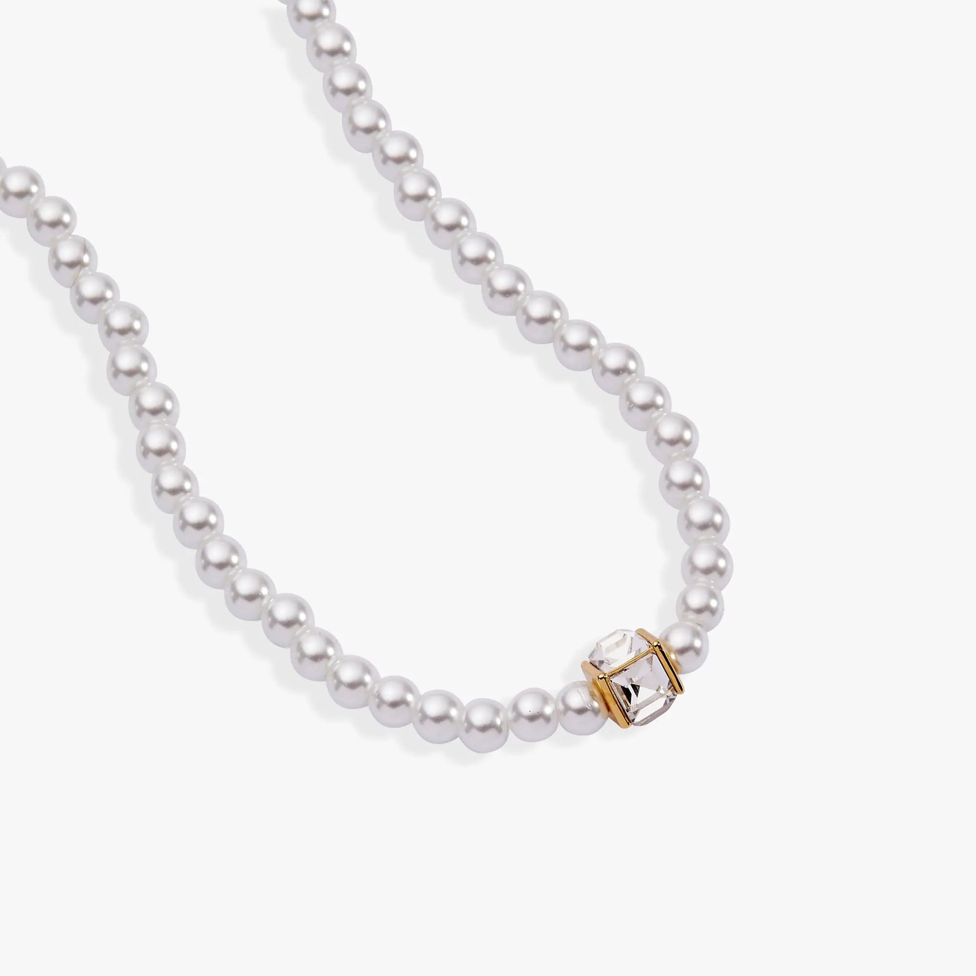 Crystal and pearl beaded necklace with a gold-tone crystal centerpiece on Tampa Home & Garden Store