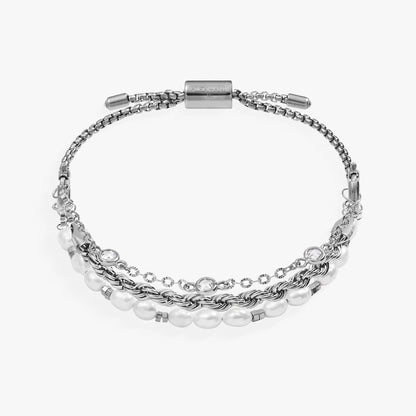 Crystal plus pearl stranded bracelet set on silver-tone chains with ALEX AND ANI clasp on Tampa Home & Garden Store
