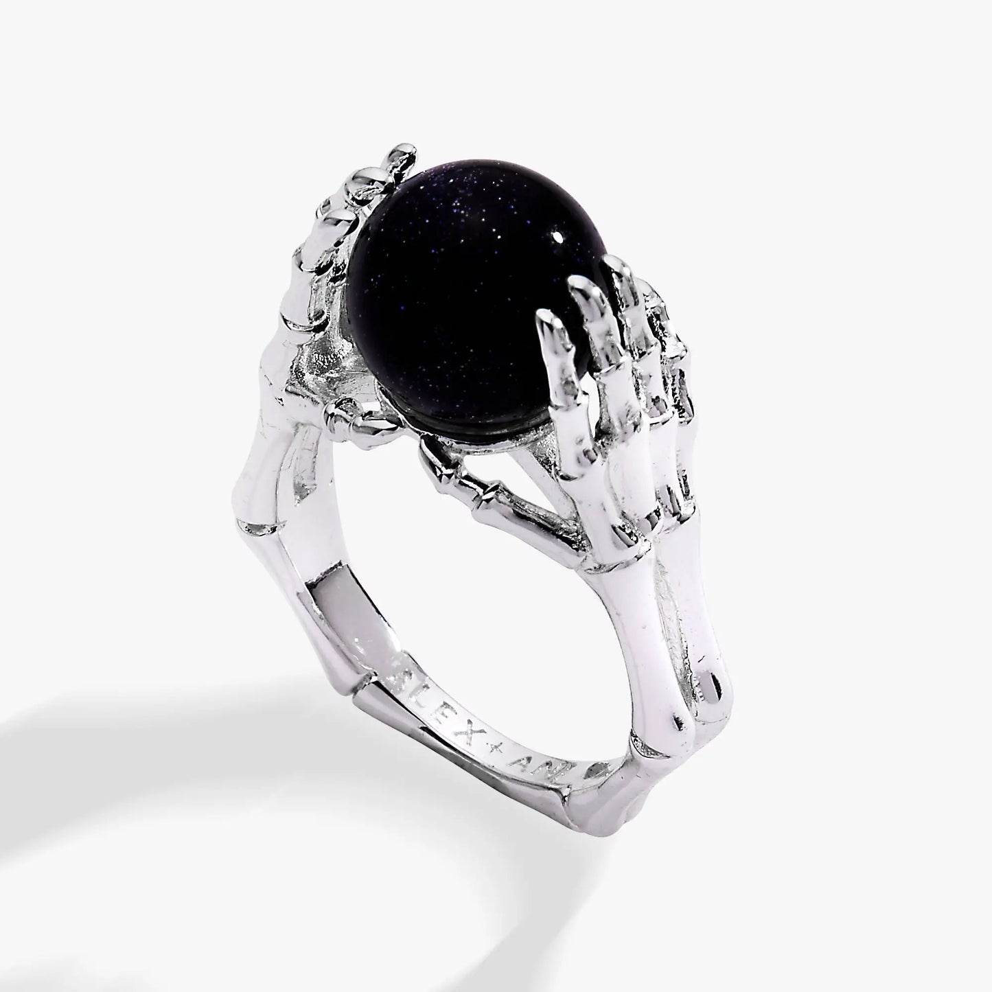 Crystal Ball Ring by ALEX AND ANI with dark blue starry sphere in silver band on Tampa Home & Garden Store