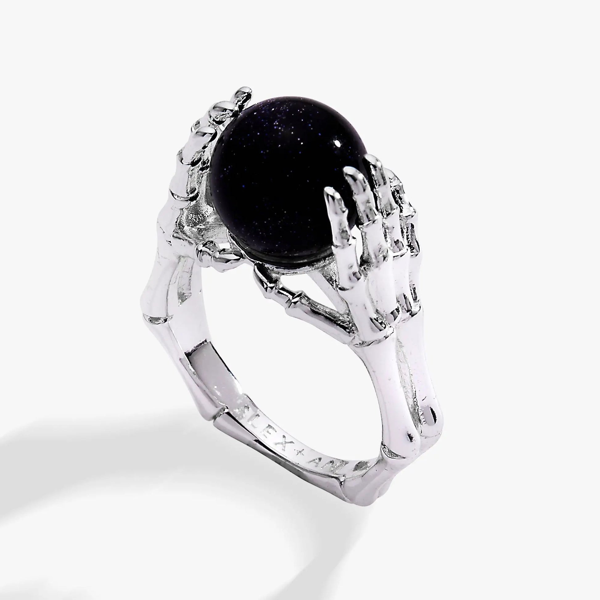 Crystal Ball Ring by ALEX AND ANI with dark blue starry sphere in silver band on Tampa Home & Garden Store