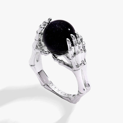 Crystal Ball Ring by ALEX AND ANI with dark blue starry sphere in silver band on Tampa Home & Garden Store