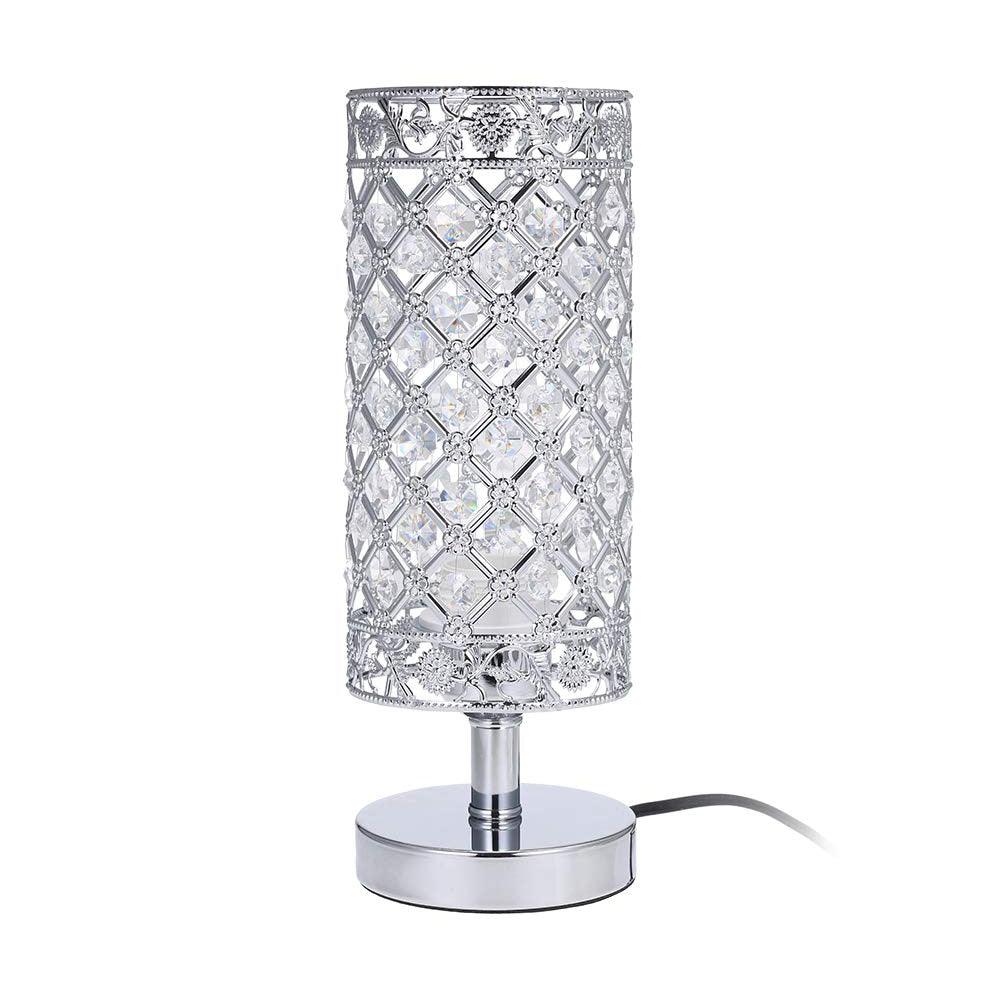 Crystal bedside lamp, silver chrome base with crystal shade on Tampa Home & Garden Store