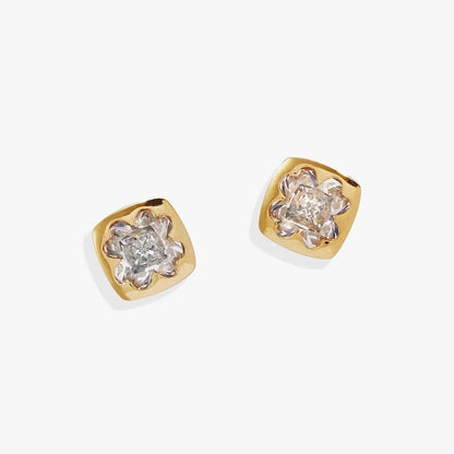 Crystal Clover Mini Stud Earrings by ALEX AND ANI in gold-tone bezel with crystals, two on Tampa Home & Garden Store