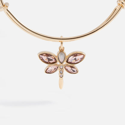 Crystal Dragonfly Bangle With Rose Crystal