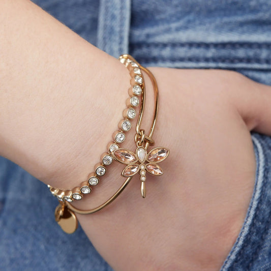 Crystal Dragonfly Bangle by Alex and Ani, gold-tone bracelet with crystal stones on Tampa Home & Garden Store
