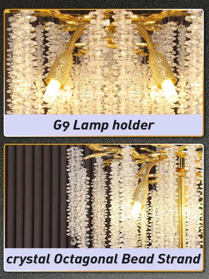 Crystal Gold Led Floor Lamp Cascading Strands