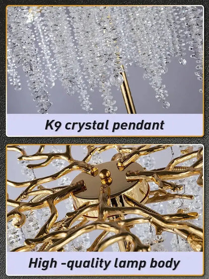 Crystal Gold Led Floor Lamp Cascading Strands