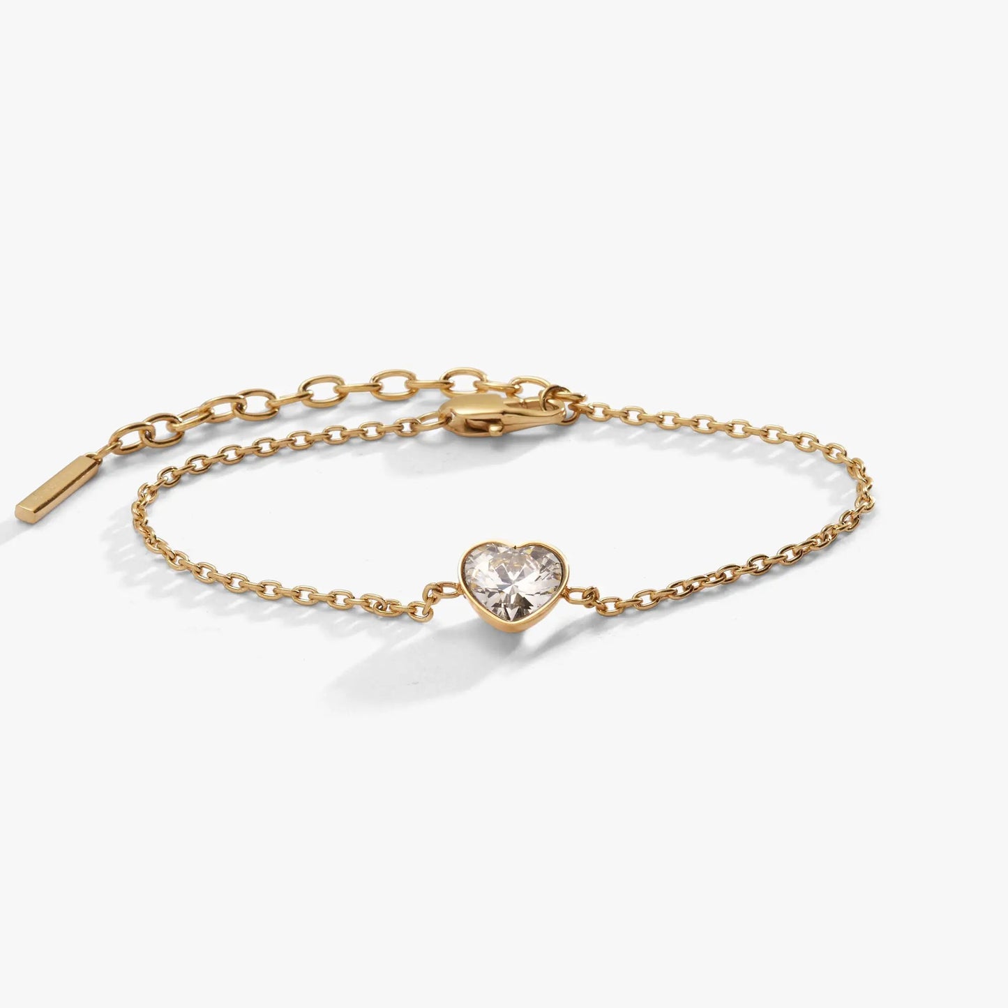 Crystal Heart Inline Bracelet in Stainless Steel