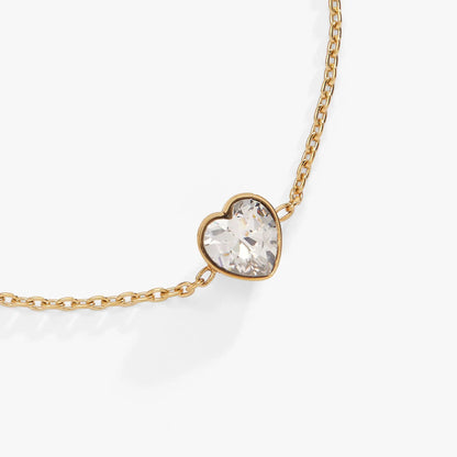 Crystal Heart Inline Bracelet in Stainless Steel