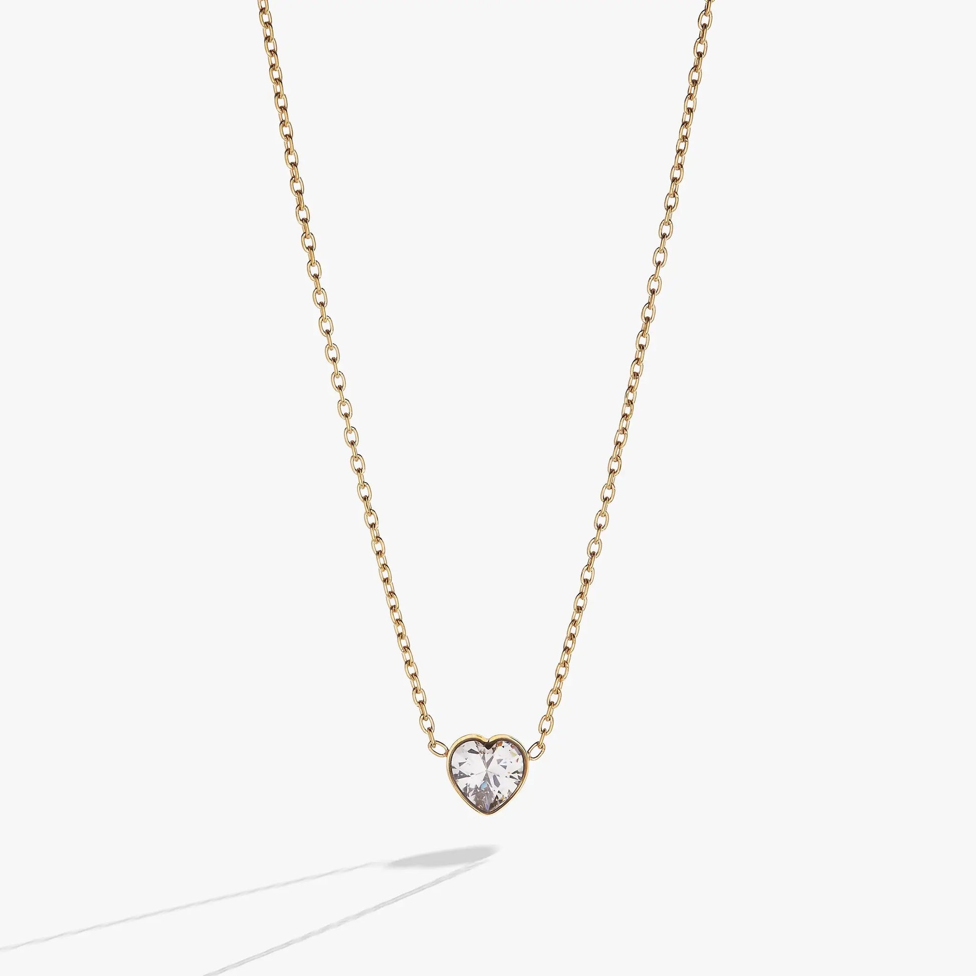 Crystal Heart Pendant Necklace by ALEX AND ANI, gold-tone chain with heart crystal pendant on Tampa Home & Garden Store
