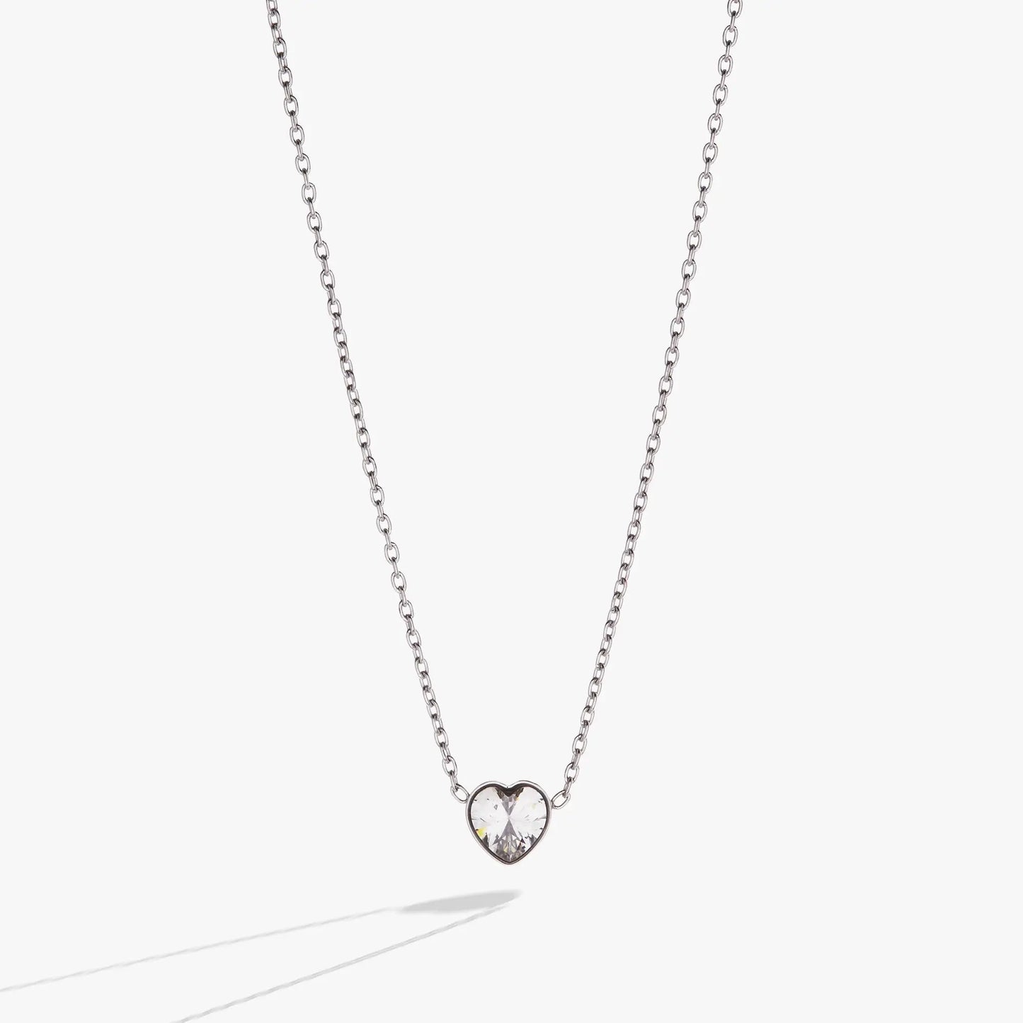 Crystal Heart Pendant Necklace with silver-tone chain and clear crystal heart pendant on Tampa Home & Garden Store
