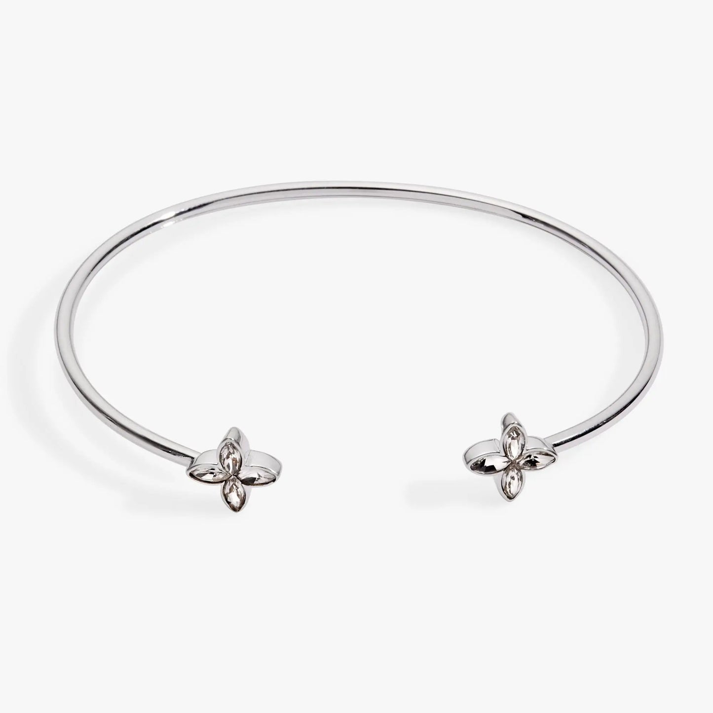 Bracelet Alex and Ani Crystal Logo Star Flex Cuff with crystal flower ends on Tampa Home & Garden Store