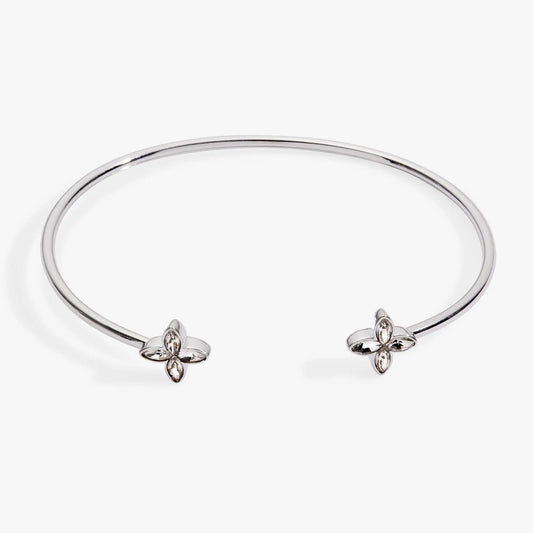 Bracelet Alex and Ani Crystal Logo Star Flex Cuff with crystal flower ends on Tampa Home & Garden Store