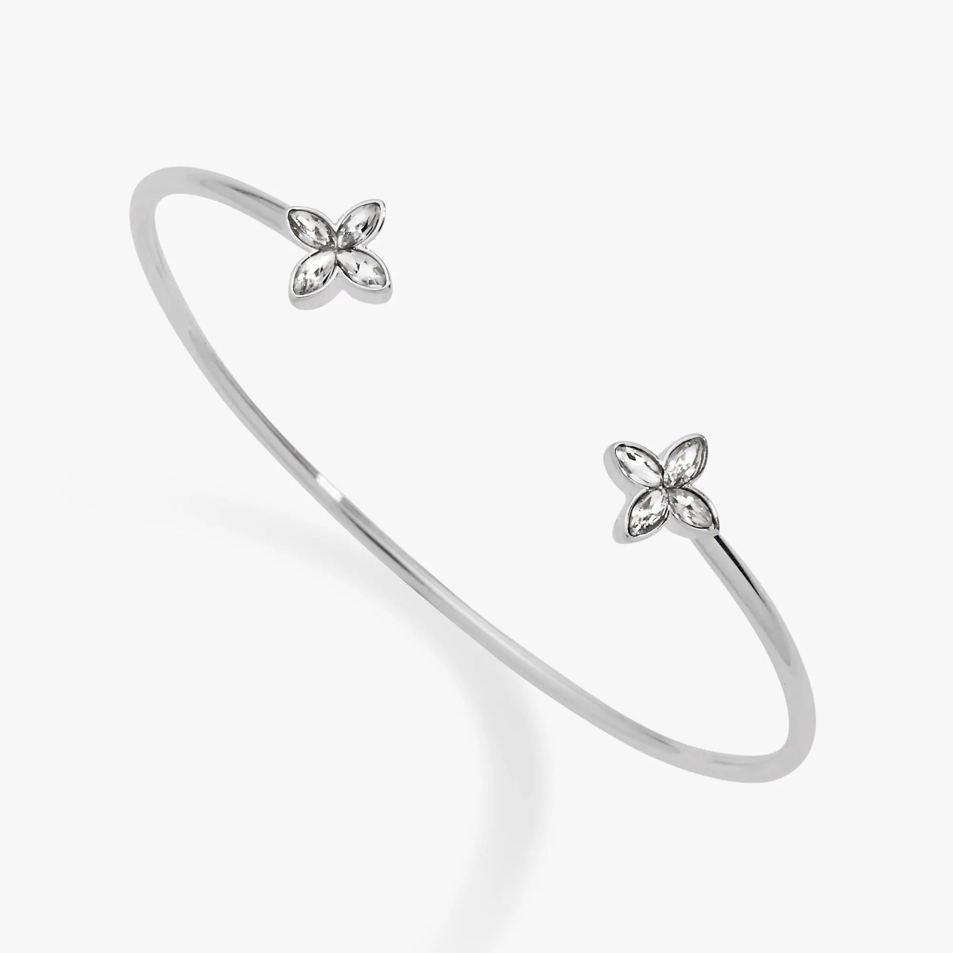Bracelet Crystal Logo Star Flex Cuff by ALEX AND ANI in silver-tone with crystal flower charms on Tampa Home & Garden Store