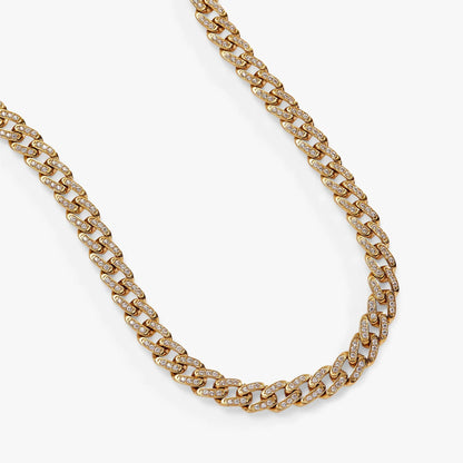 Crystal Pave Curb Chain Necklace with Adjustable