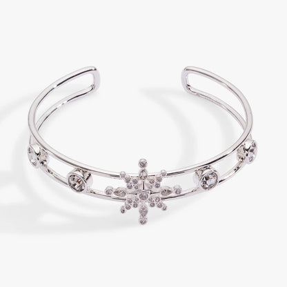 Crystal Snowflake Cuff Bracelet by ALEX AND ANI in silver-tone metal with crystal accents on Tampa Home & Garden Store